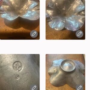 Pewter lotus leaf bowl gorgeous vintage decor or serving piece